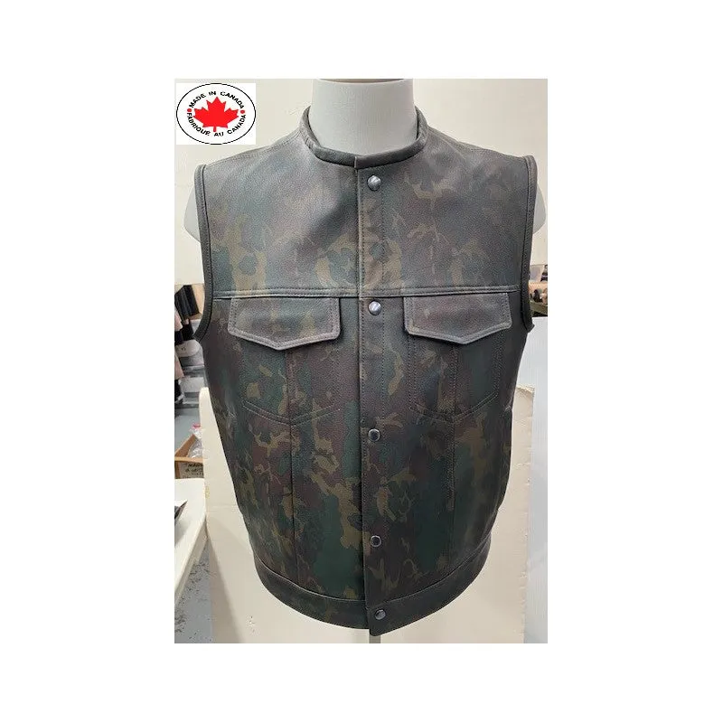 #3422 Men's Leather Camo Vest