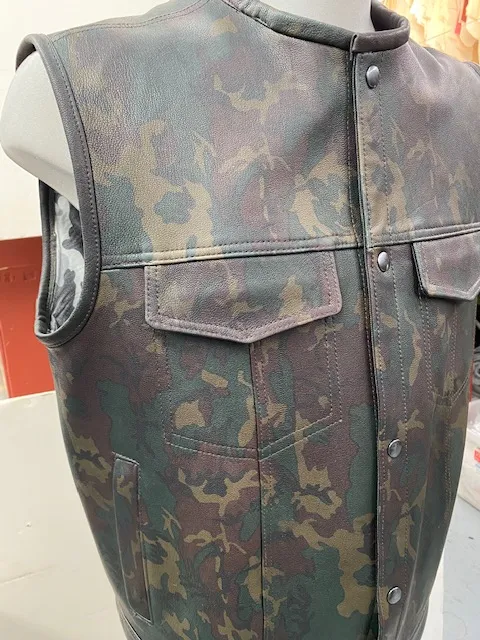 #3422 Men's Leather Camo Vest