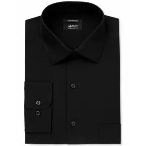 ALFANI, Men's Solid Black Fashion Button Up Shirt, Size Big 18.5, NWT, $65