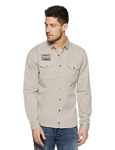 Amazon Brand - INKAST Men's Slim Casual Shirt (IN-S-02C_Grey1 4XL)