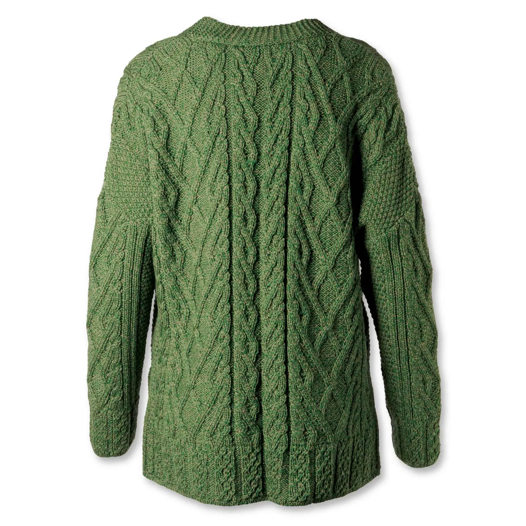 Aran Knit Trellis Button Cardigan- Green