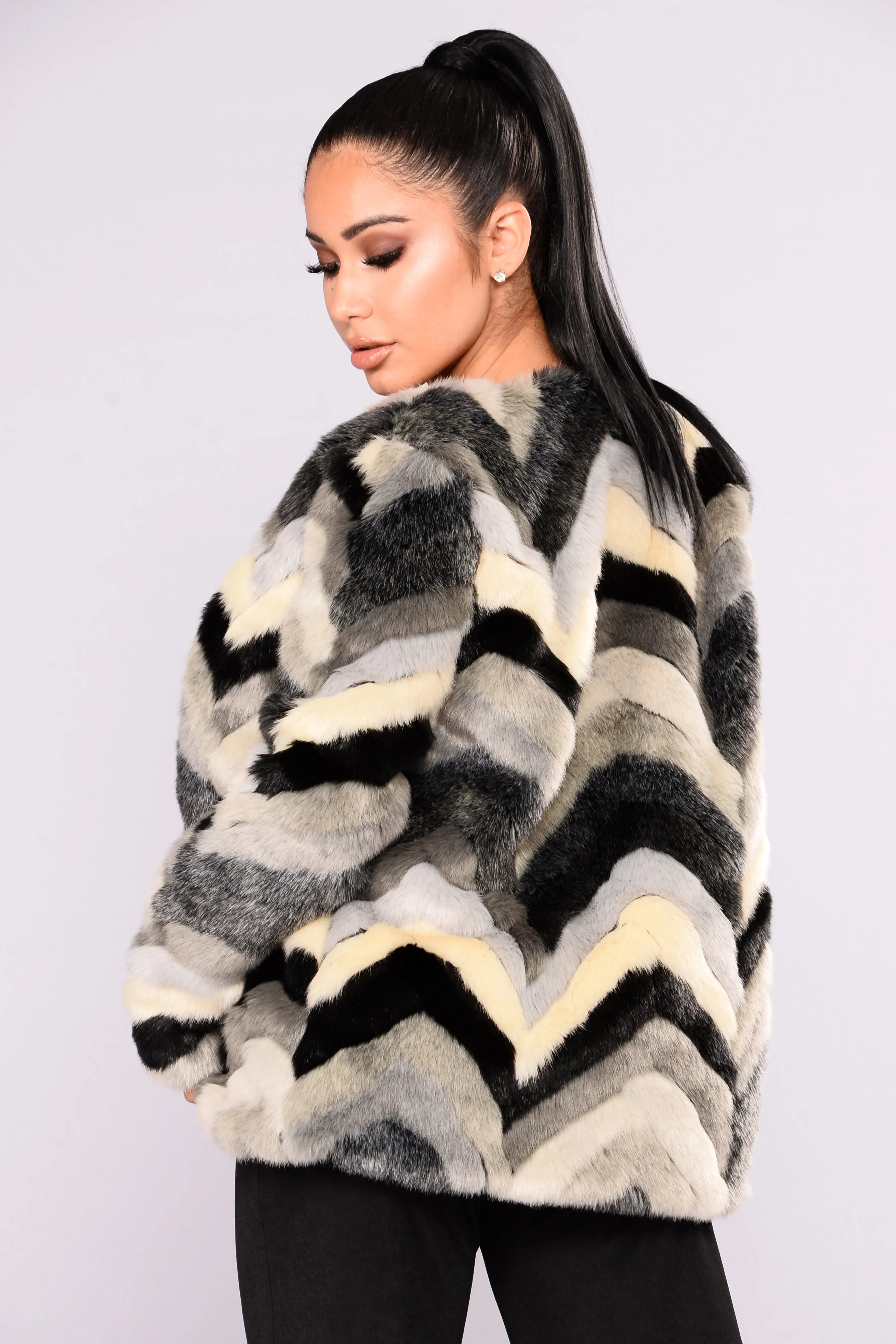 Are You Furreal Fur Coat - Black Multi