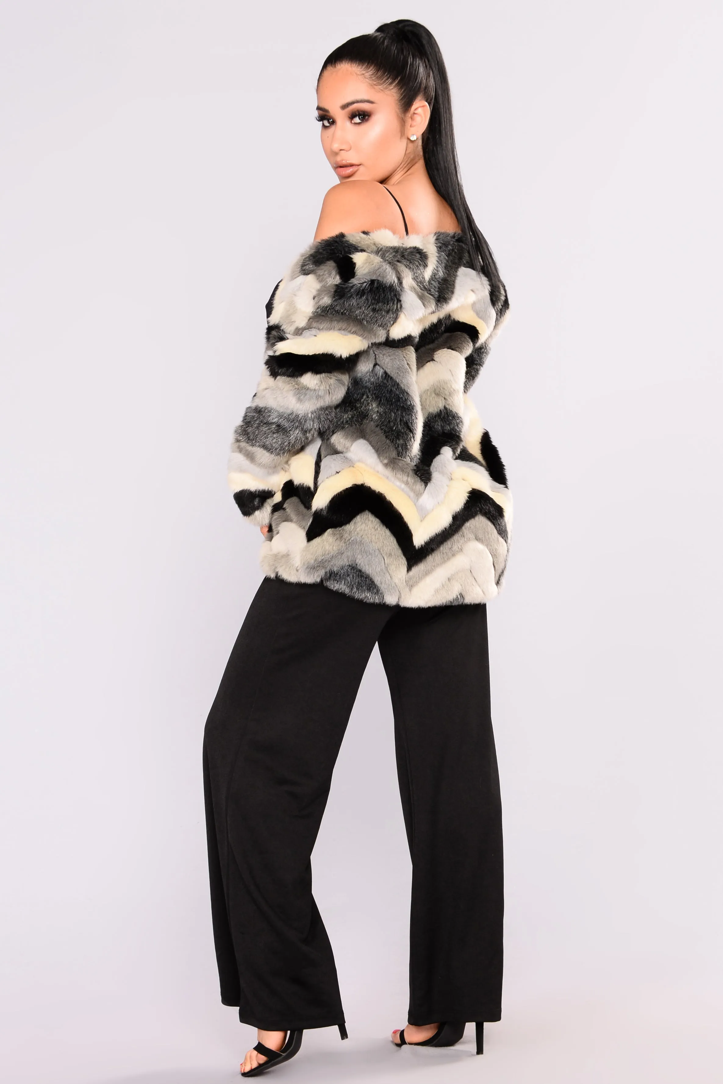 Are You Furreal Fur Coat - Black Multi