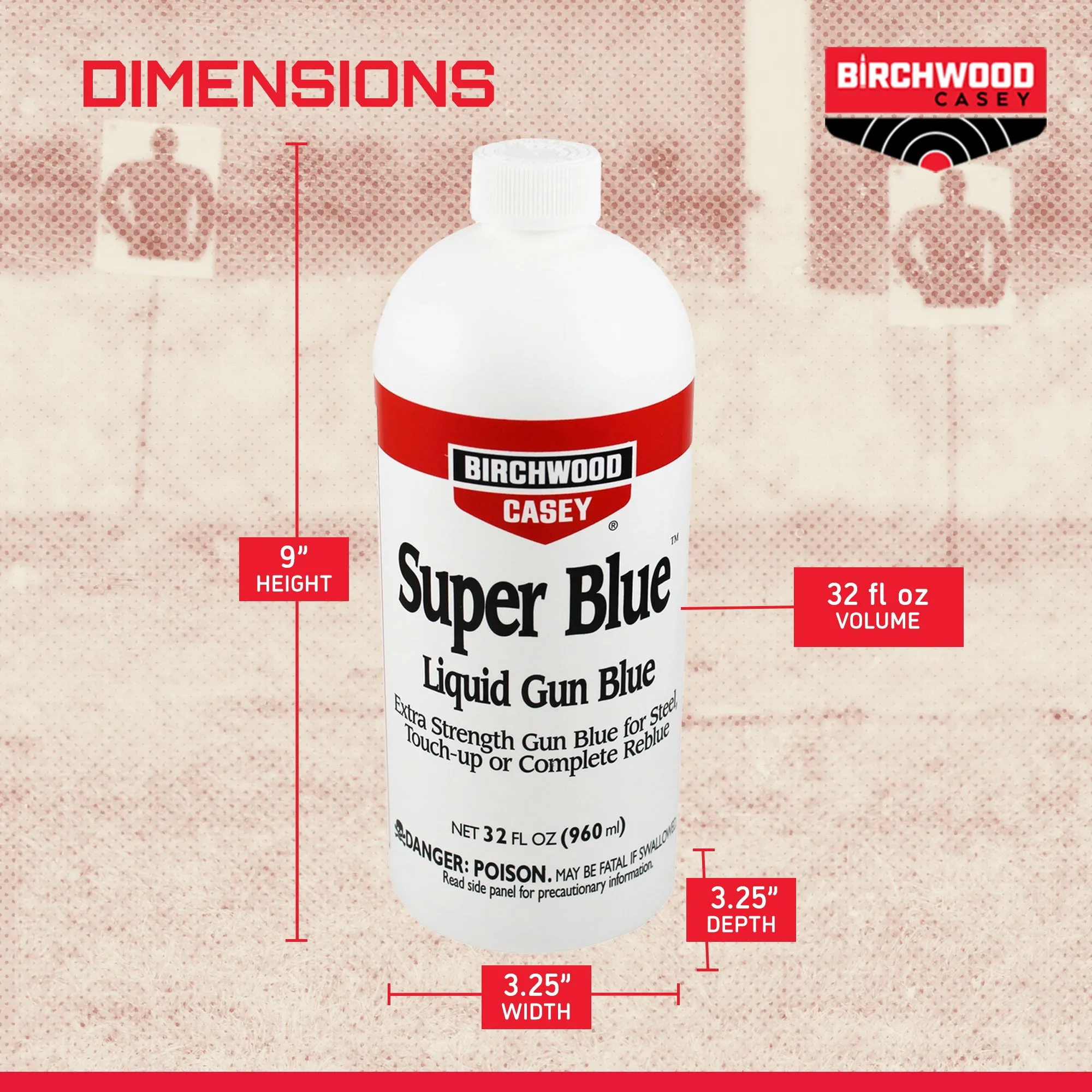 Birchwood Casey Super Blue Double Strength Liquid Gun Blue, 32 Fluid Ounces