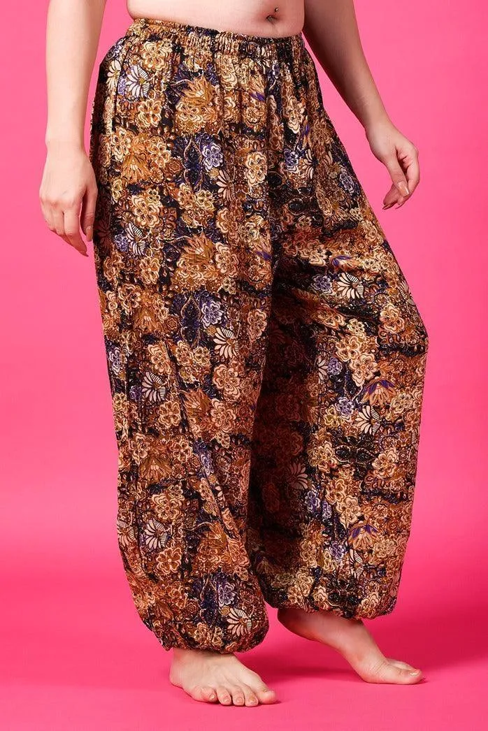 Black & Brown Floral Printed Harem Pants