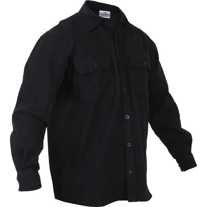 Black - Heavy Weight Solid Flannel Shirt