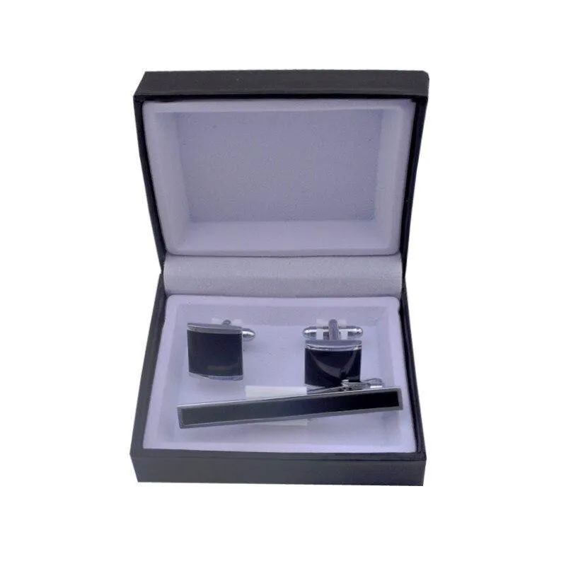 Black Leather Jewelry Box For Cufflinks