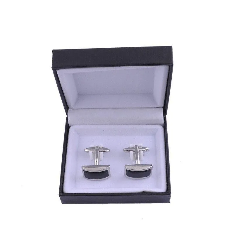 Black Leather Jewelry Box For Cufflinks