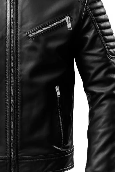 Black Men Slim fit Genuine Leather Jacket