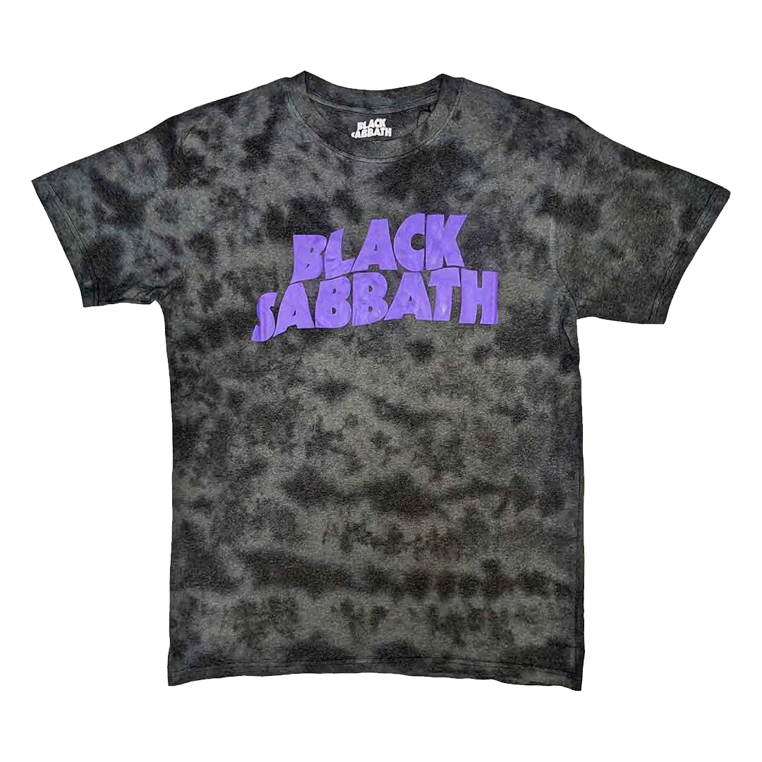 Black Sabbath - Wavy Logo Acid Wash T-Shirt - Grey