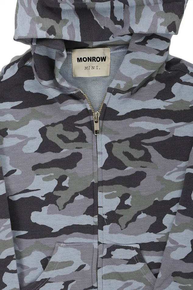 Blue Monrow Kids Camo Zip Hoody