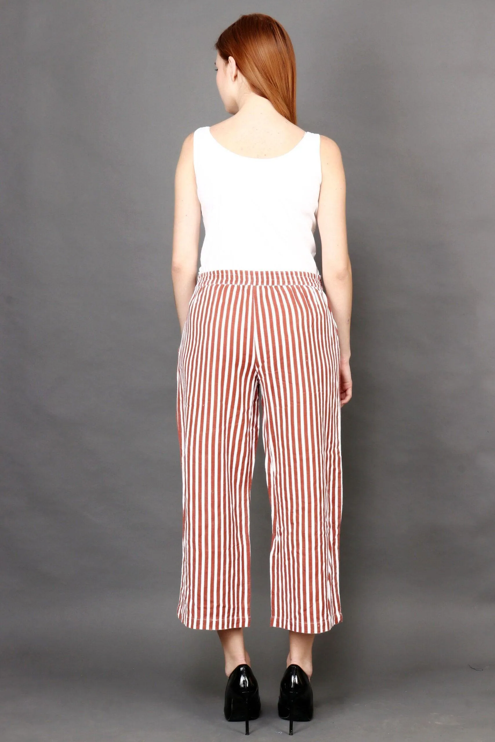 Brown & White Striped Pants