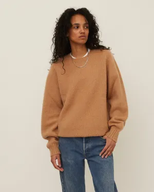 Brushed Shetland Sweater Crew Neck / Beige