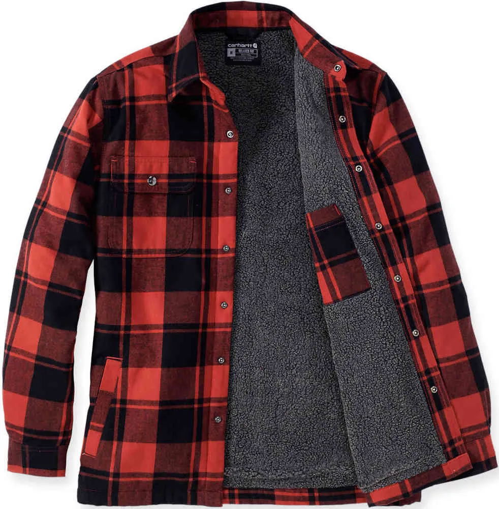 Carhartt Sherpa Heavy Flannel Shirt, Red