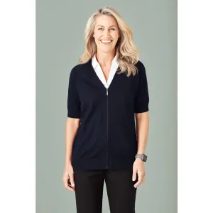 CK962LC Biz Care Womens Zip Front Short Sleeve Knit