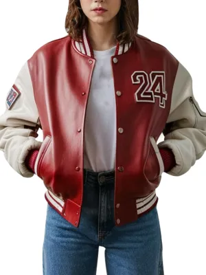 Classic Red Leather Varsity Jacket