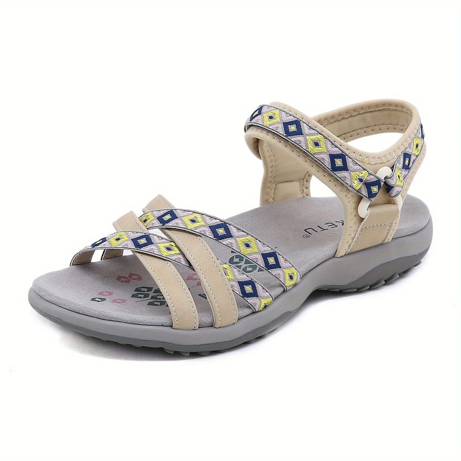 Comfortable Hiking Sandals for Women - Arch Support, Adjustable Hook and Loop Strap, Breathable, Water-Friendly, Summer Fashionable Beach Shoes with Soft Insoles for Outdoor Adventures