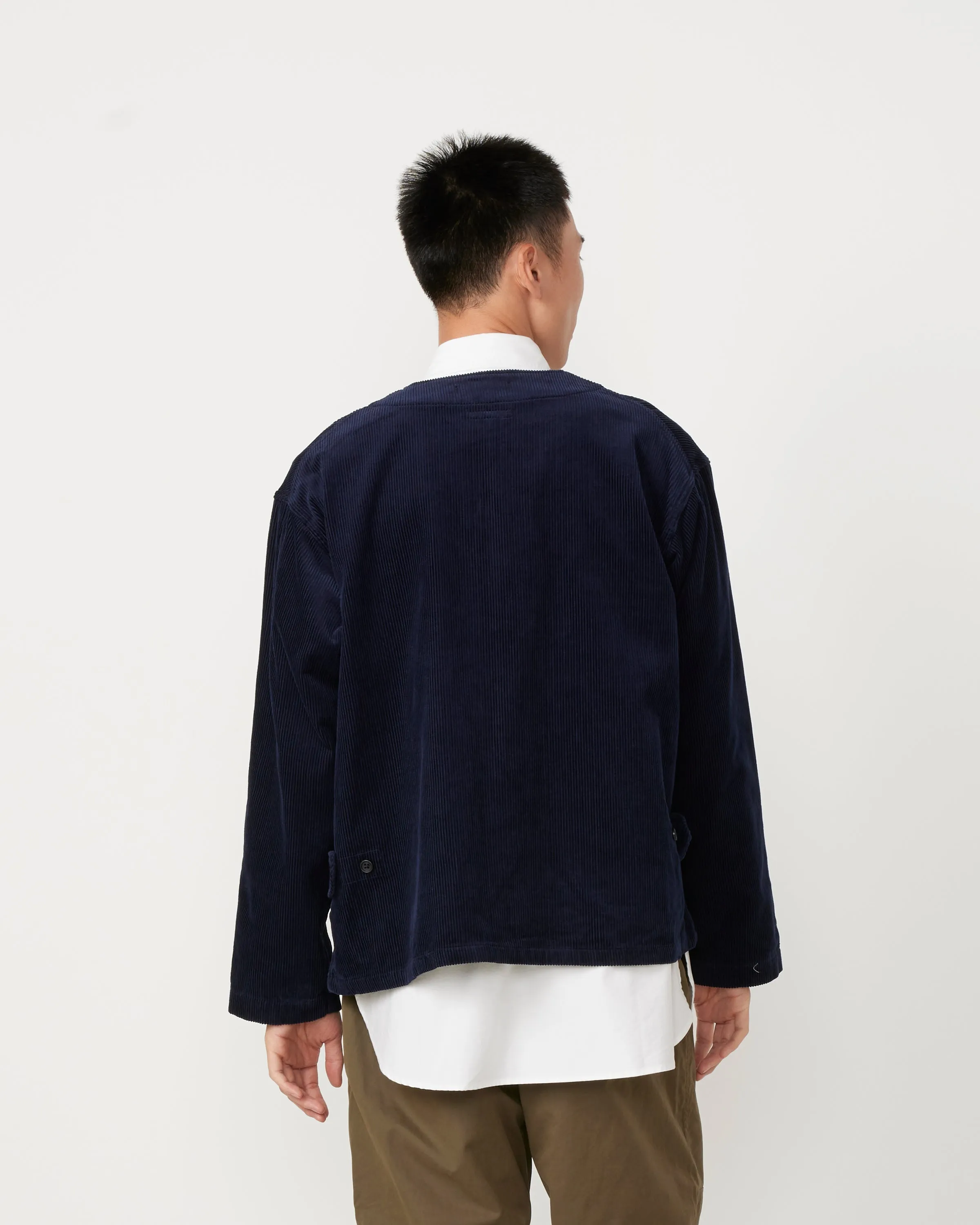 Corduroy Cardigan Jacket in Dark Navy