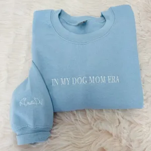 Dog Mama Sweatshirt, Hoodie Embroidered with Dog Ear, Name, Quote