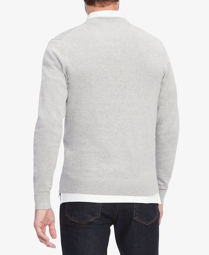 Essential Tommy Hilfiger Men's Solid V-Neck Sweater, Gray