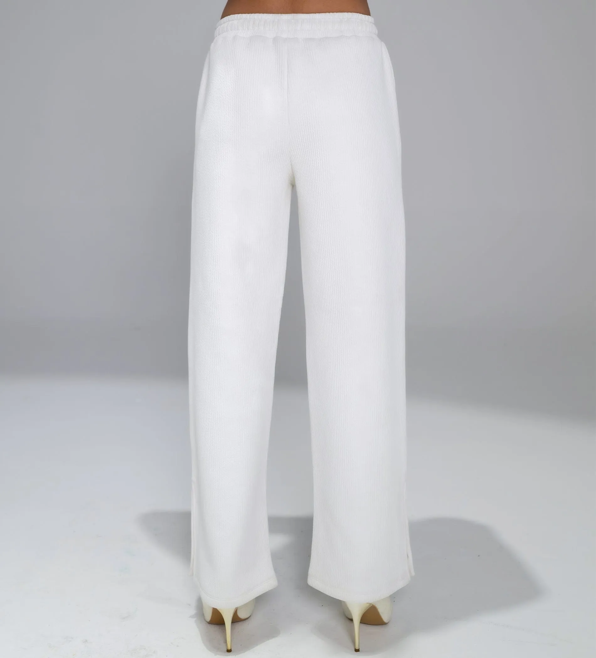 Fashion-Forward Snap Button white Trackpants