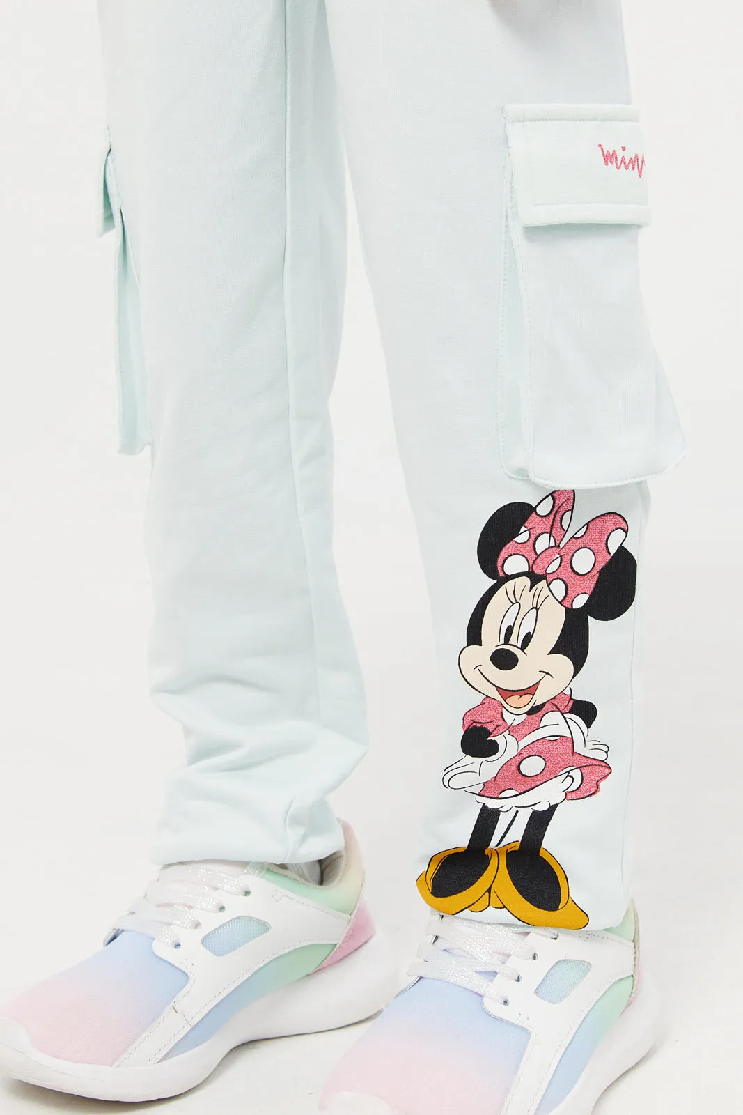 Girls Mint Minnie Print Track Pants