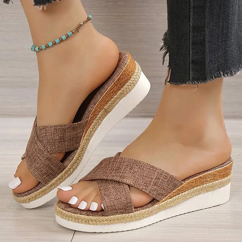 GRW Women Sandal Hemp Wedge Heel Elegant Fashion Summer