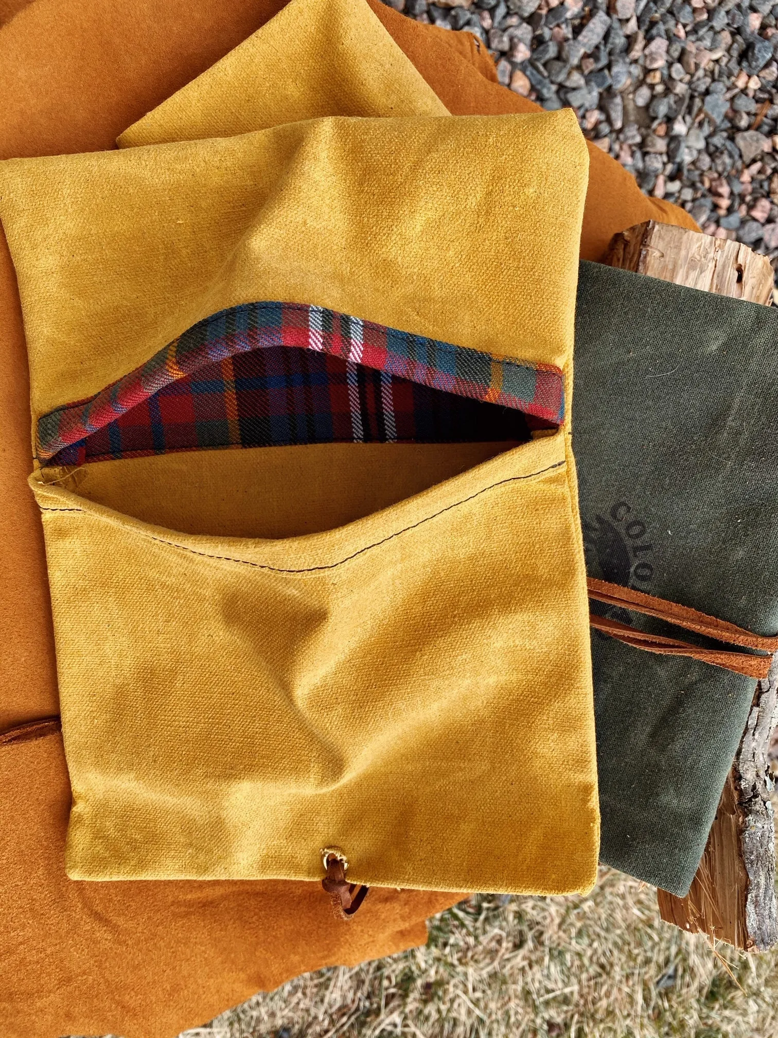 Handmade Waxed Canvas Bushcraft Roll Pouch For Pipe Tobacco Stove EDC  (Various Colors)