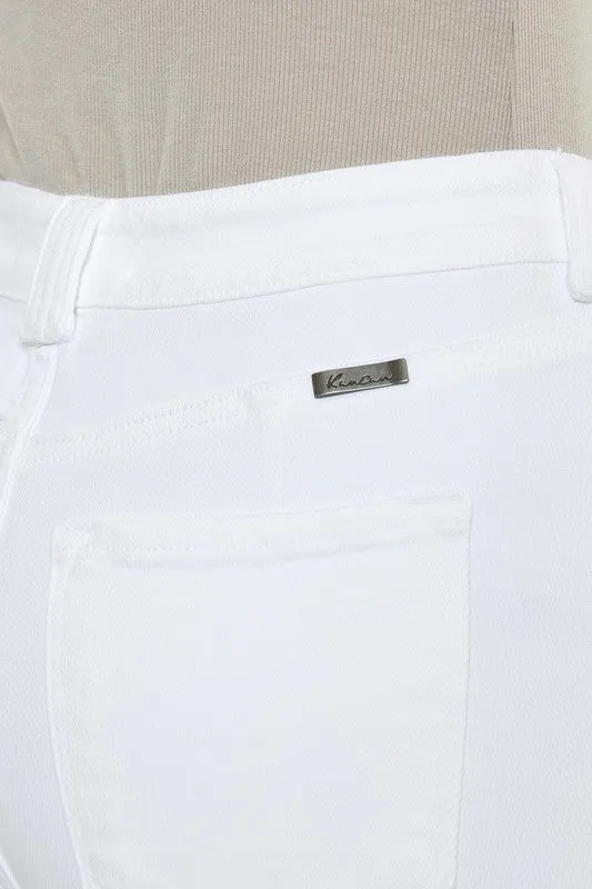 High Rise White Flare Jeans