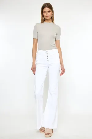 High Rise White Flare Jeans