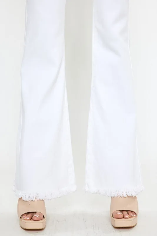 High Rise White Flare Jeans