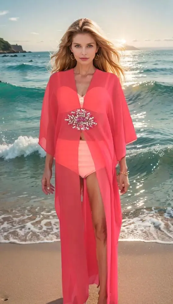 Hook Kaftan Coverup-Fuchsia