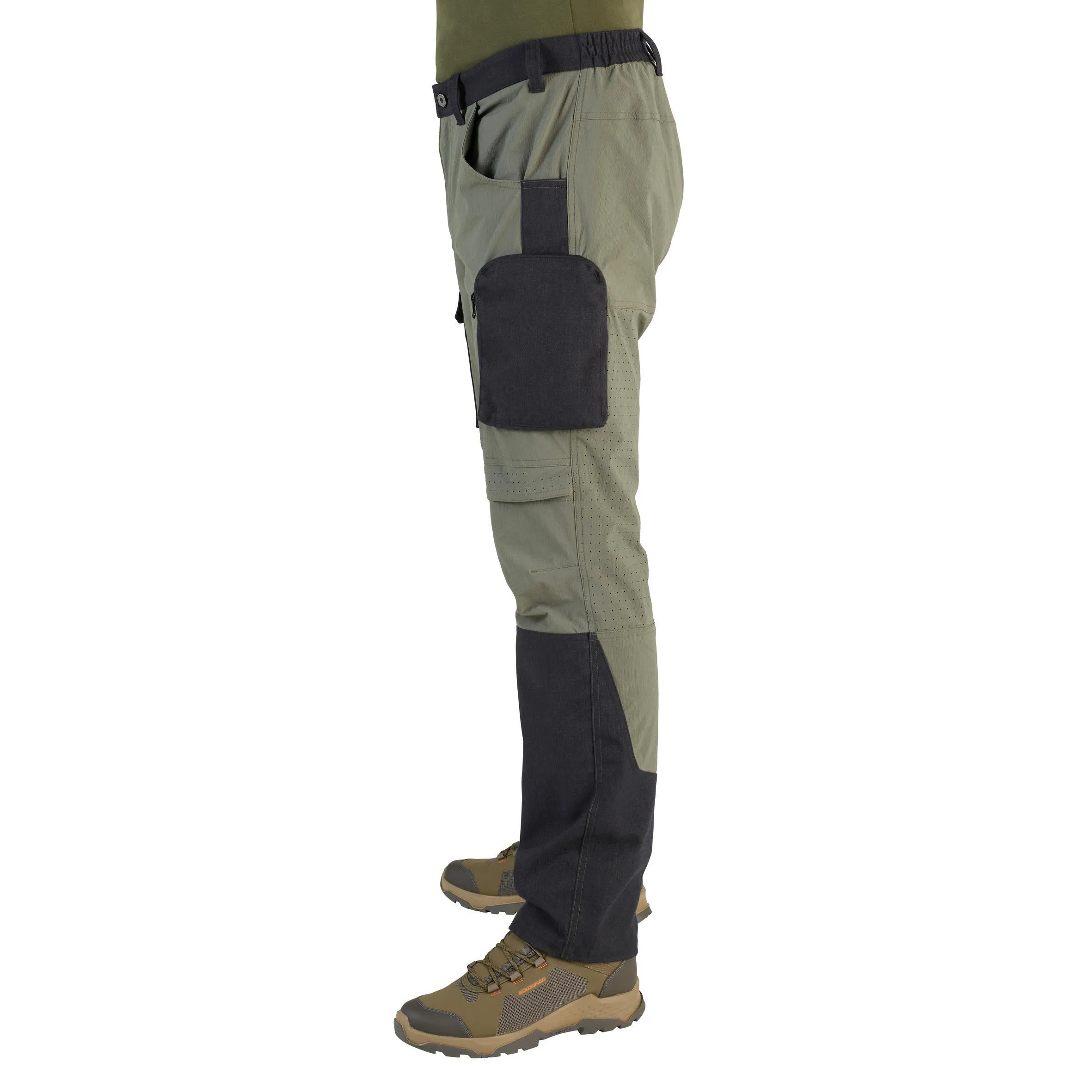 Hunting trousers 900 light durable breathable green SOLOGNAC, khaki brown