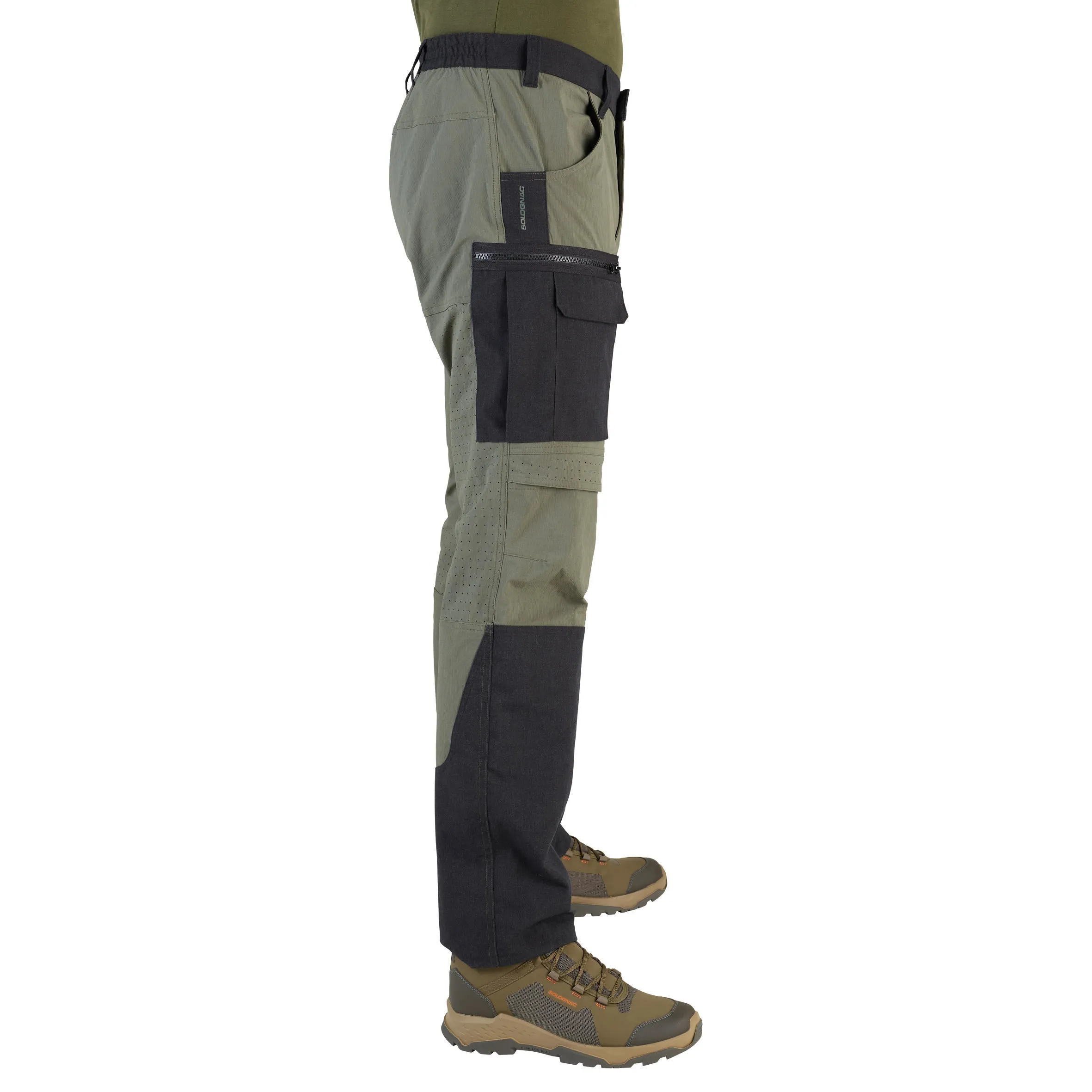 Hunting trousers 900 light durable breathable green SOLOGNAC, khaki brown