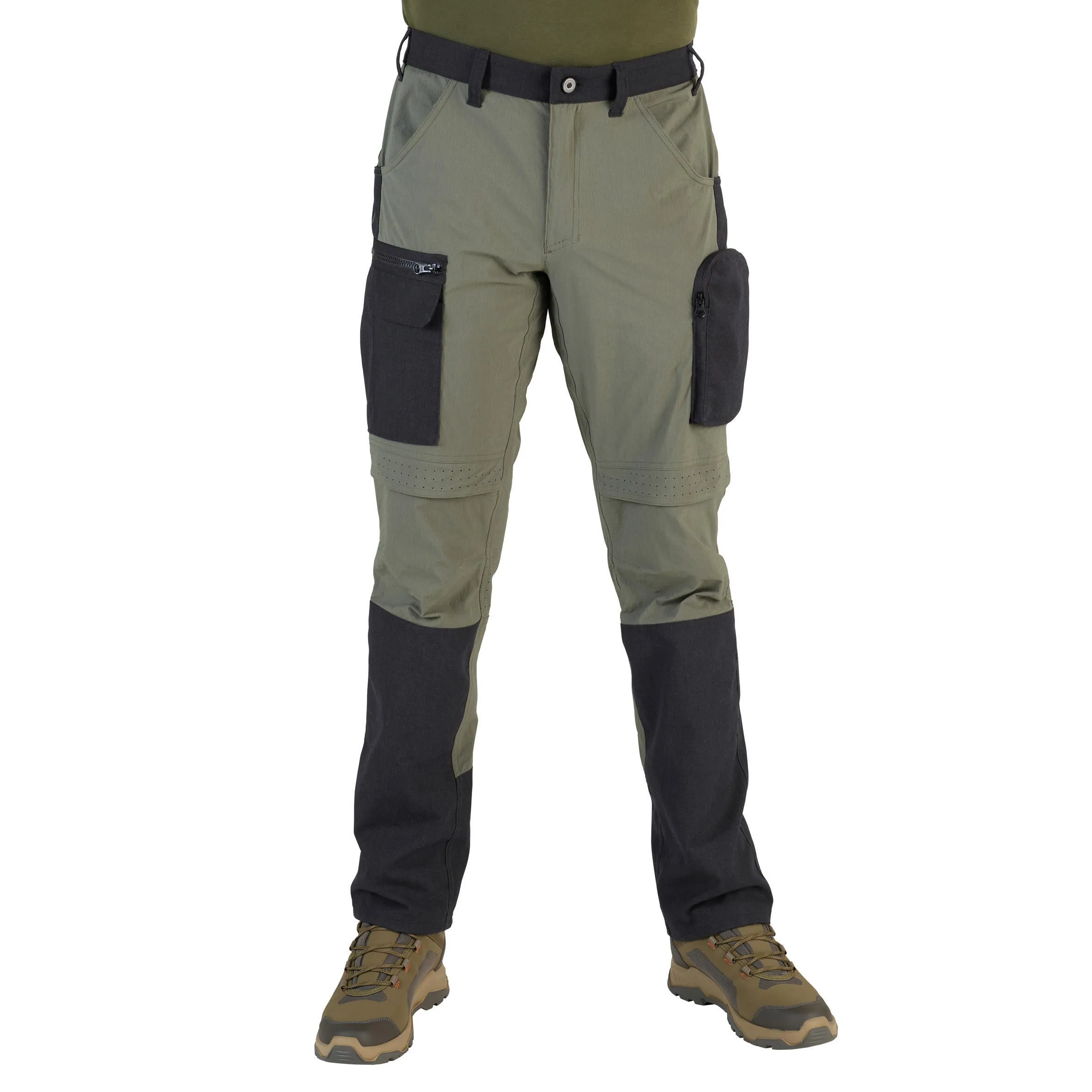 Hunting trousers 900 light durable breathable green SOLOGNAC, khaki brown