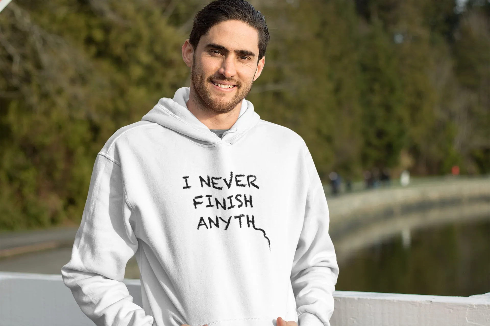 I Never Finish Anyth Unisex Hoodies (White)