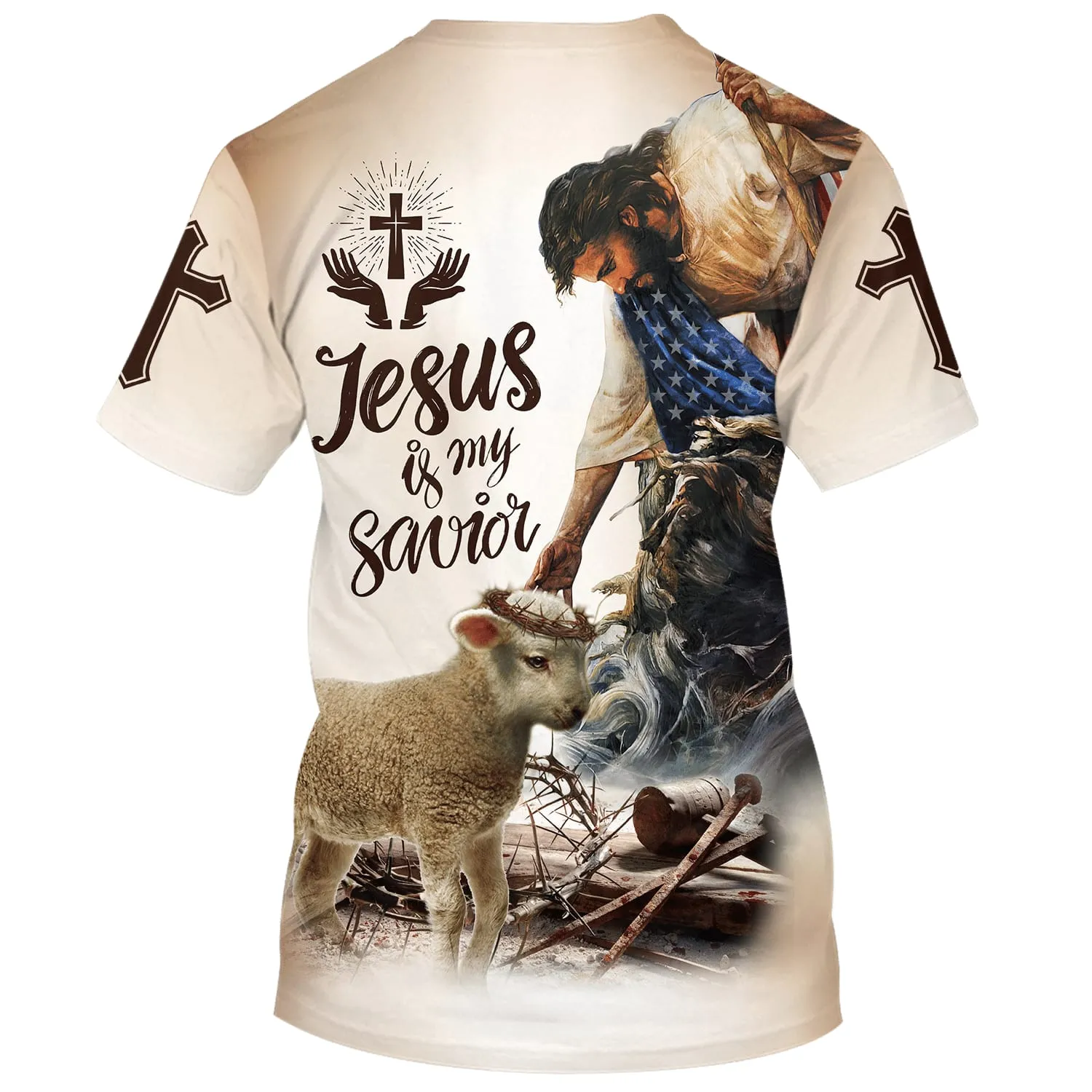 Jesus Is My Savior Shirts - Crucified Christ And Lamb 3d Shirts - Christian T Shirts For Men And Women