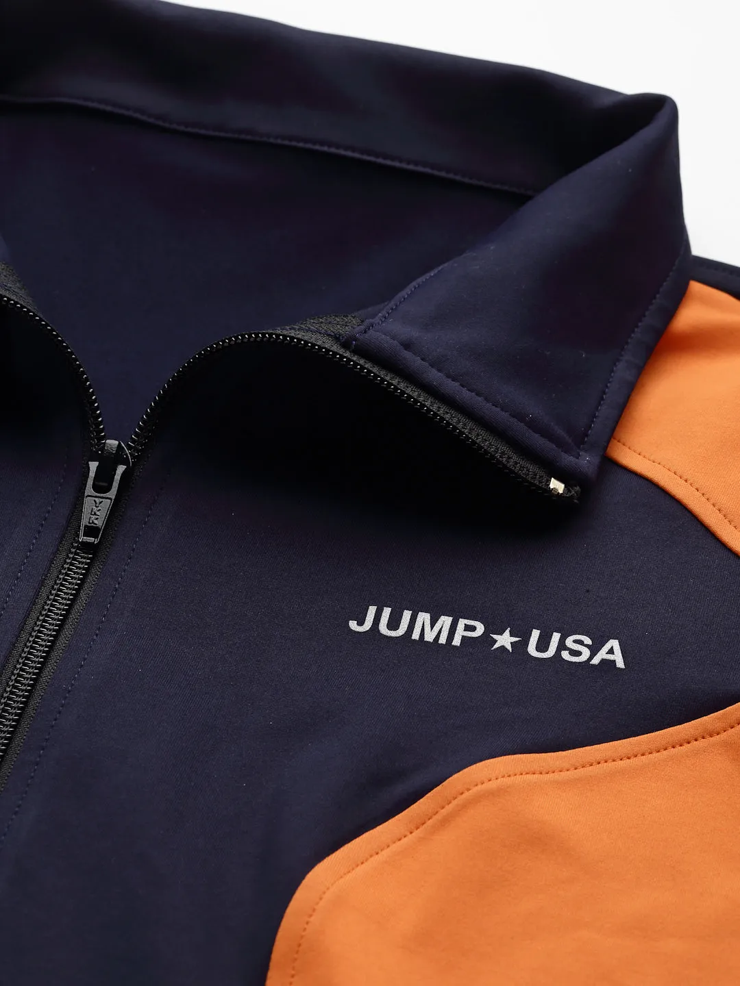 JUMP USA Women Navy Blue & Orange Solid Polyester Hiking Jacket