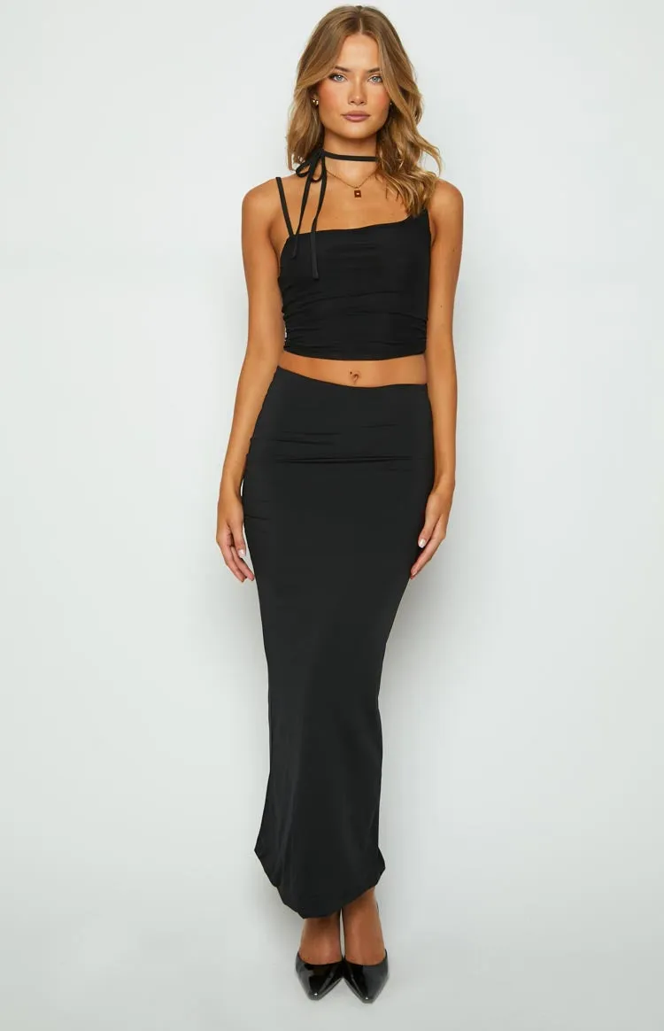 Kelsey Black Tie Neck Mesh Top