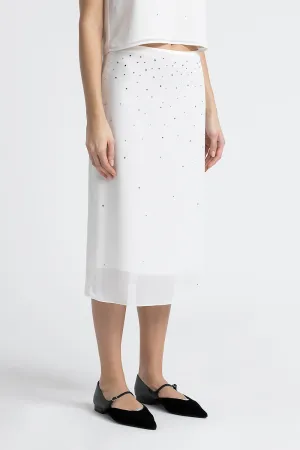 Light crepe semi-sheer skirt