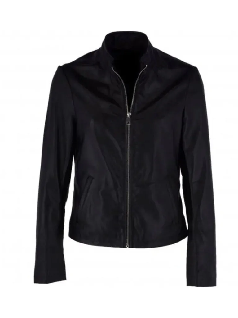 Long Sleeve Black Leather Jacket