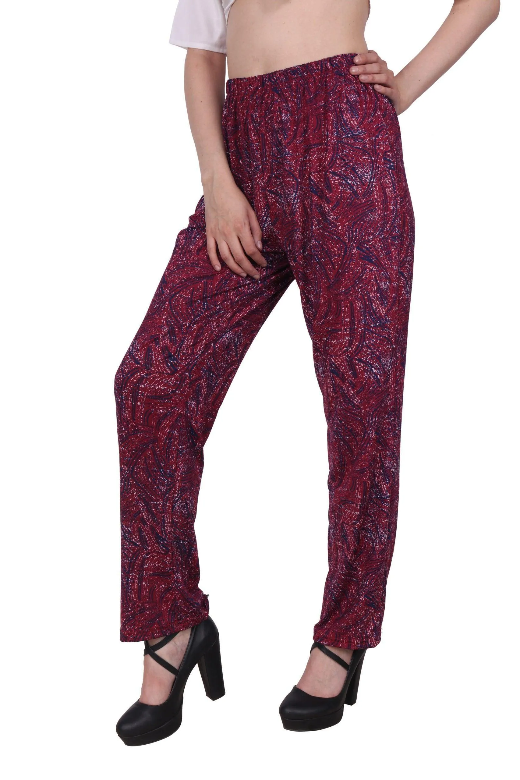 Maroon Abstract Printed Pants