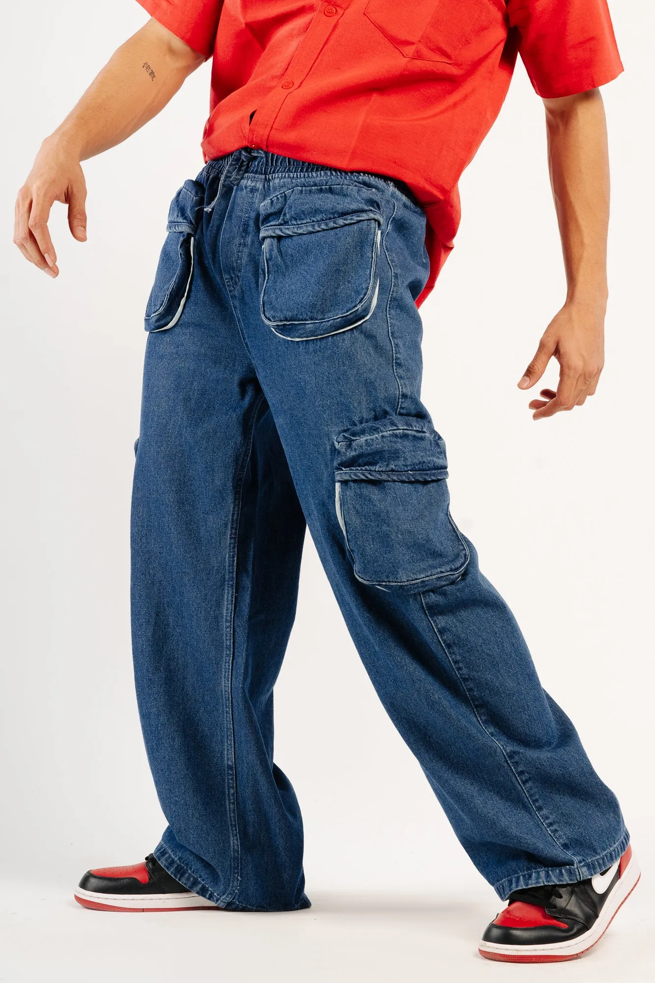 Men's Contrast Piping Cargo Pants