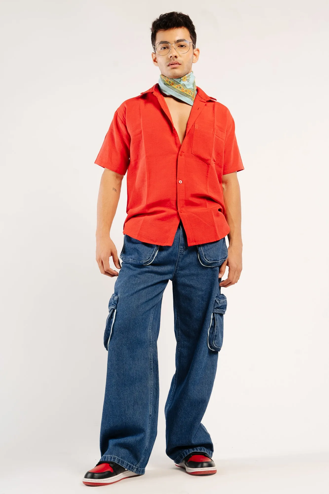 Men's Contrast Piping Cargo Pants