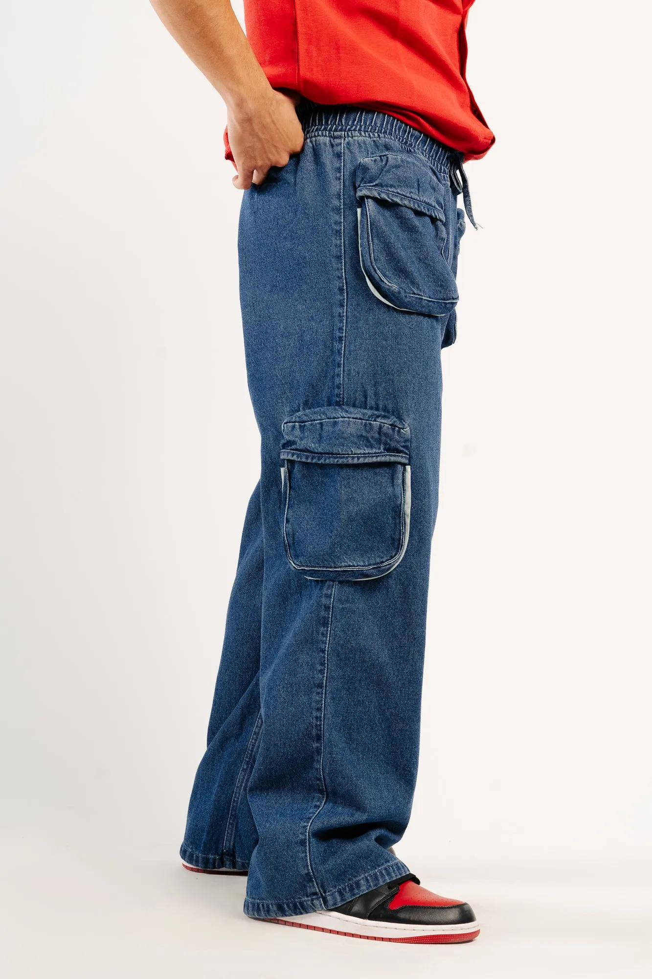 Men's Contrast Piping Cargo Pants