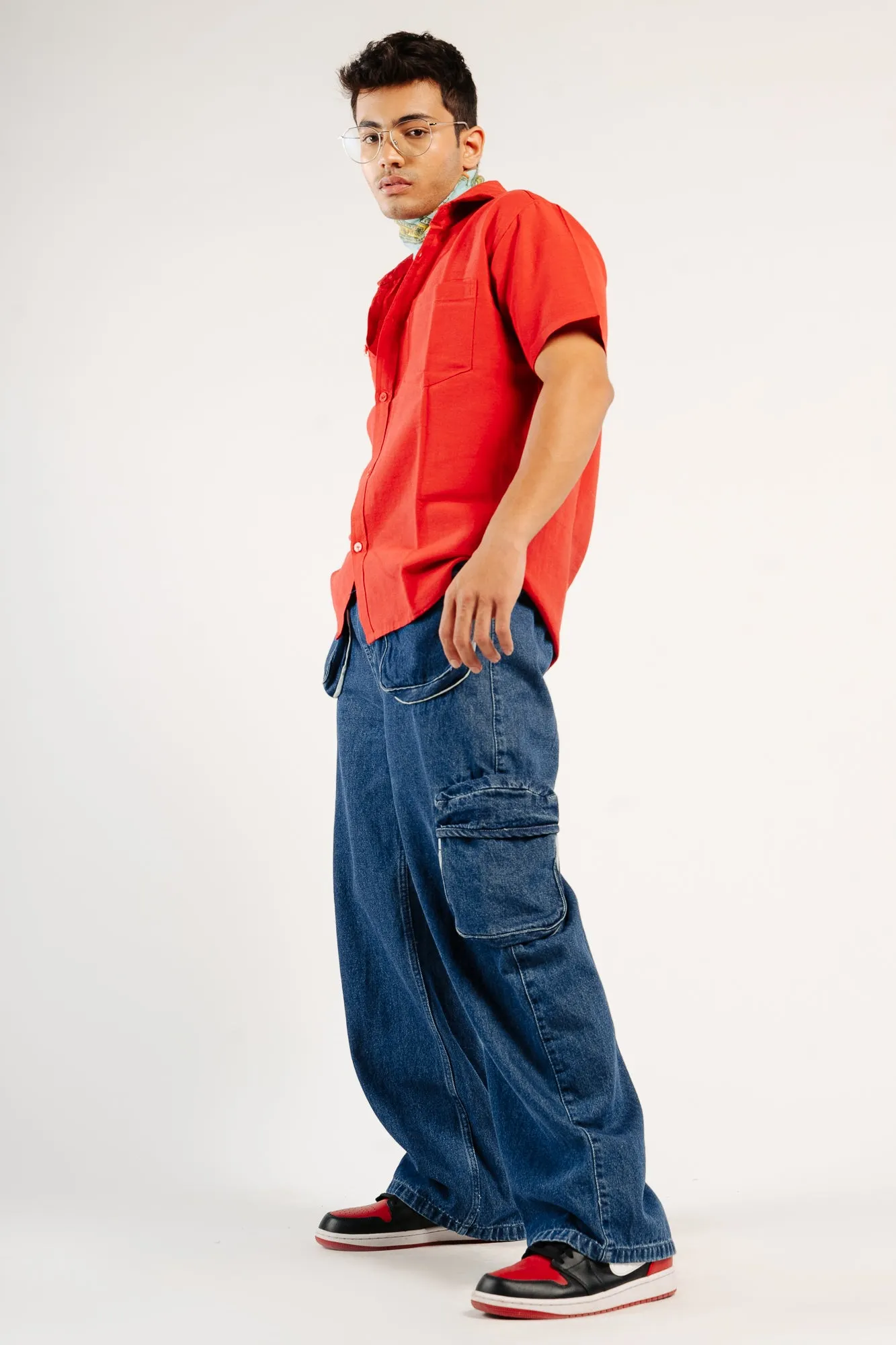 Men's Contrast Piping Cargo Pants