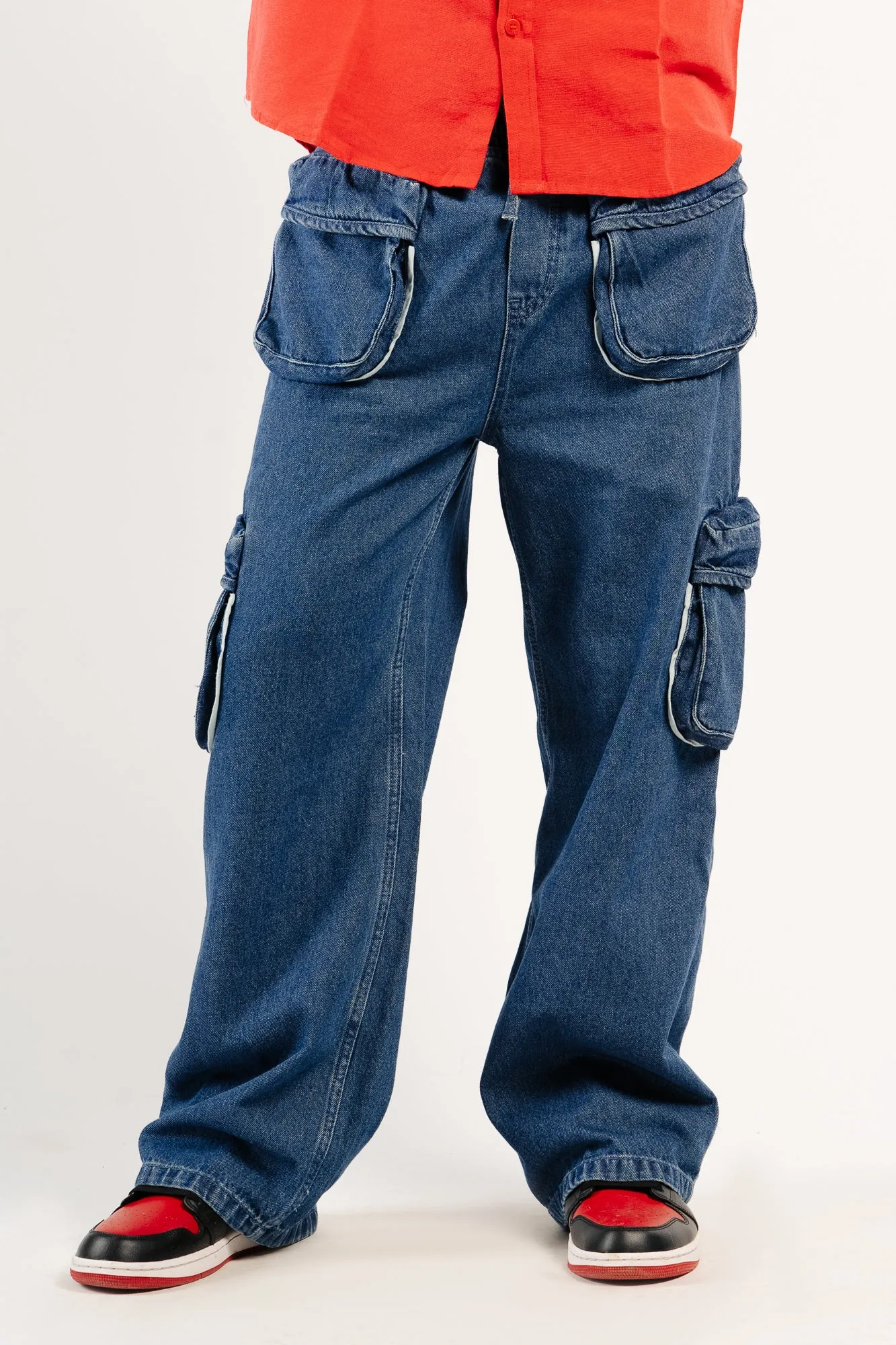 Men's Contrast Piping Cargo Pants