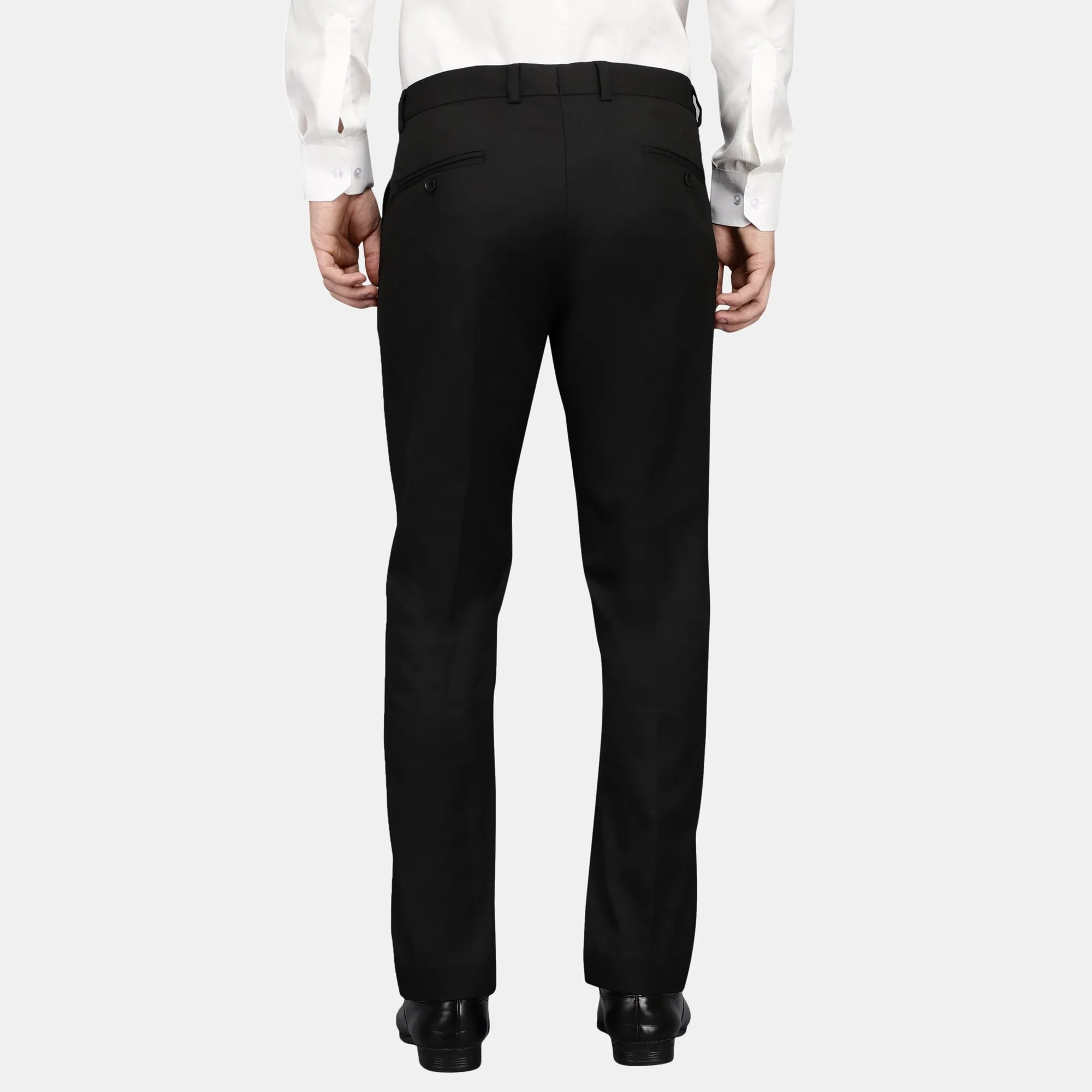 Men's Cotton Mercerised Solid Black Trousers