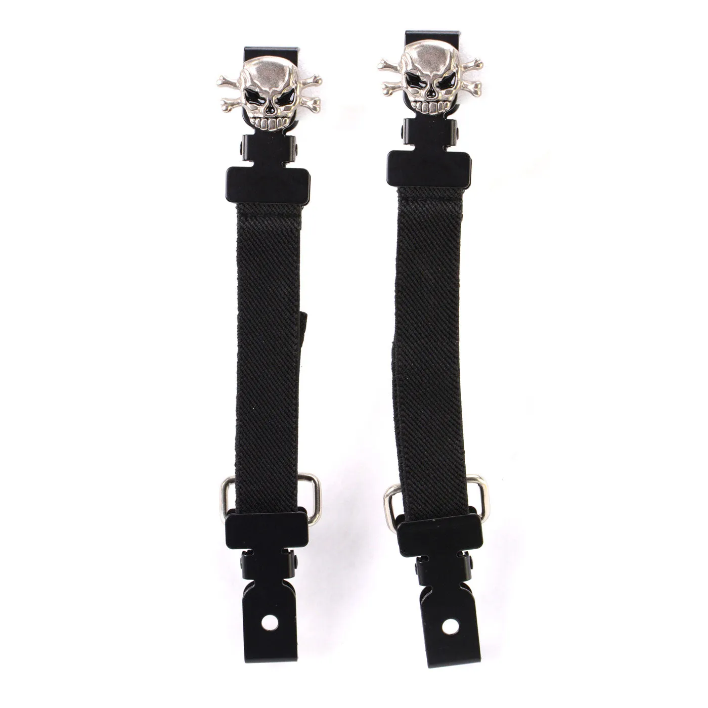 Milwaukee Leather MLA4009 Motorcycle Biker Skull and Bones Emblem Elastic Bungee Clips for Chaps or Pants (Set of 2)