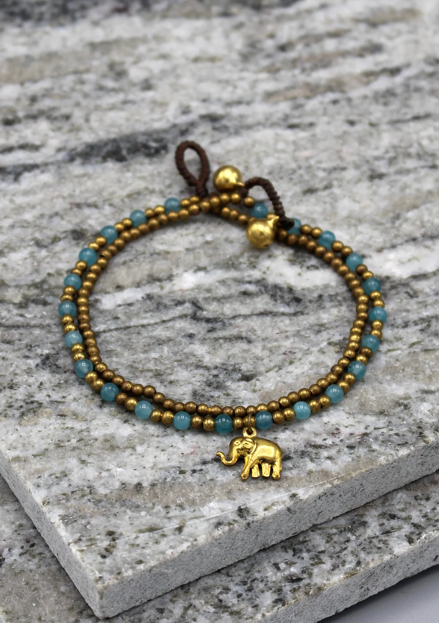 Multicolor Glass and Brass Beads Summer Anklet